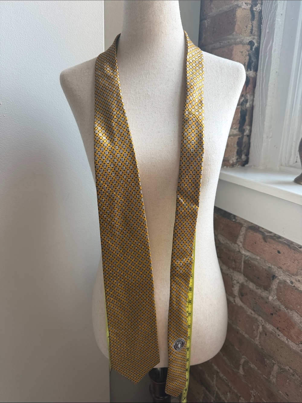 Ermenegildo Zegna Yellow Geometric Silk Tie